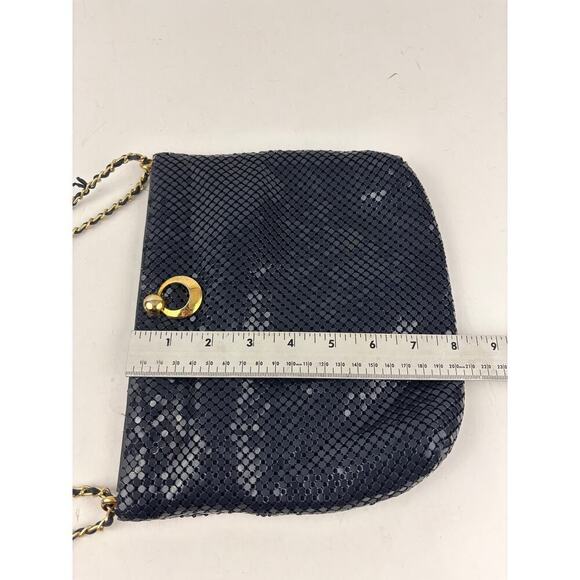 Vintage Dark Blue Metal Mesh Crossbody Bag 1980s - Picture 7 of 16